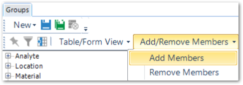 The Add/Remove Members dropdown in the EQuIS Professional Groups Form The Add/Remove Members dropdown in the EQuIS Professional Groups Form