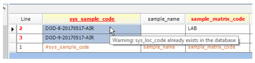 sys_sample_code already existent in database sys_sample_code already existent in database