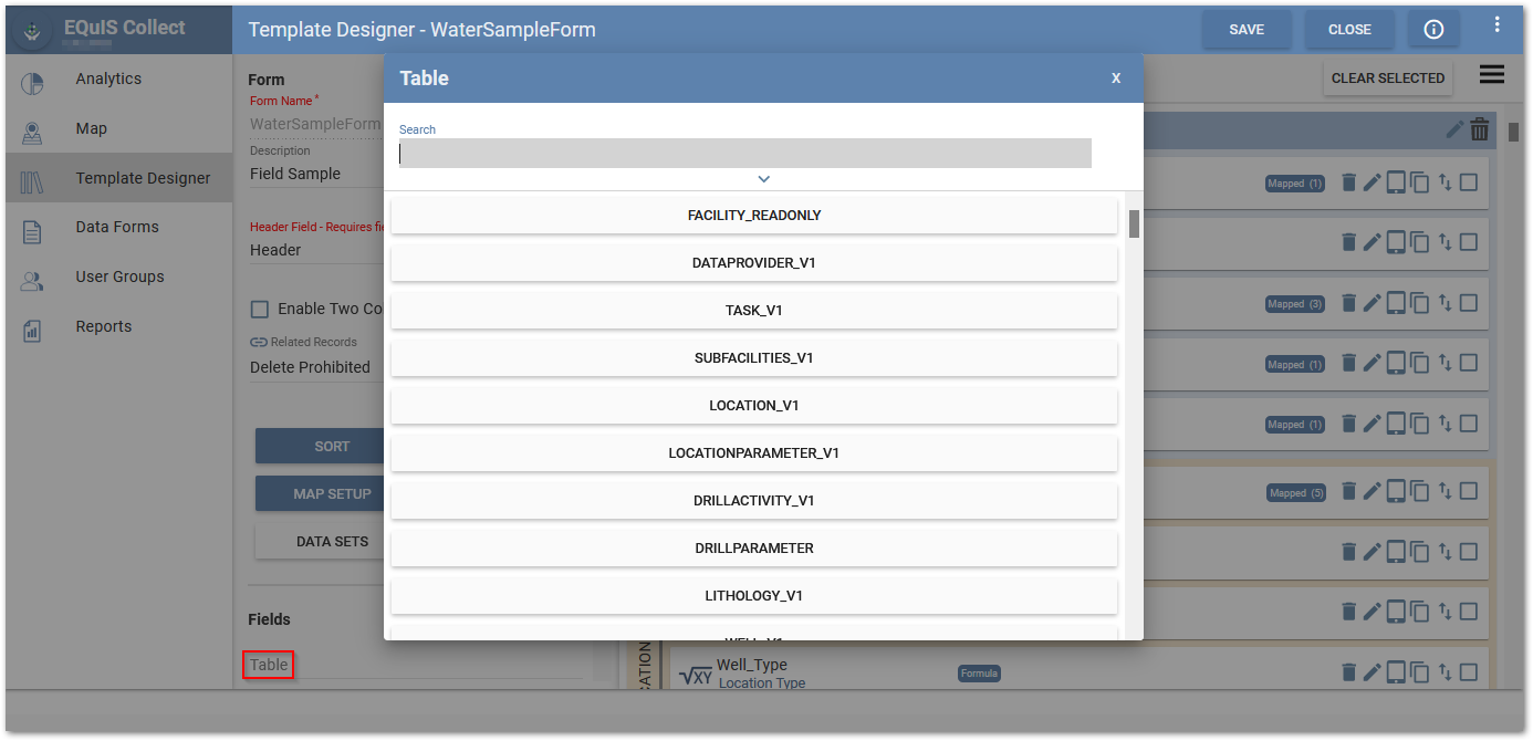 Available sections and tables Available sections and tables