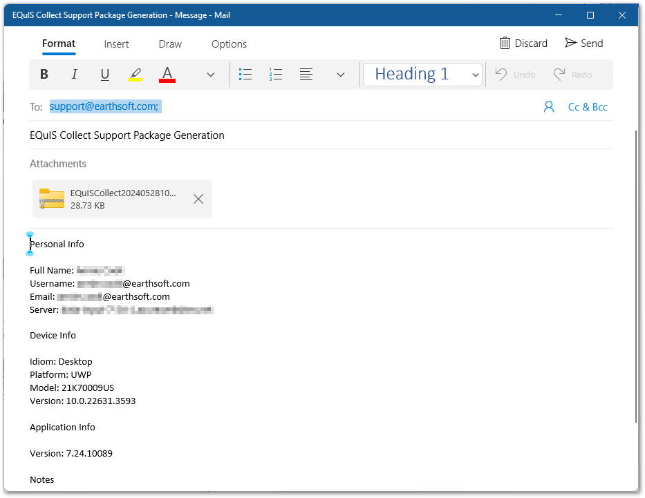 Generate Support Package email Generate Support Package email